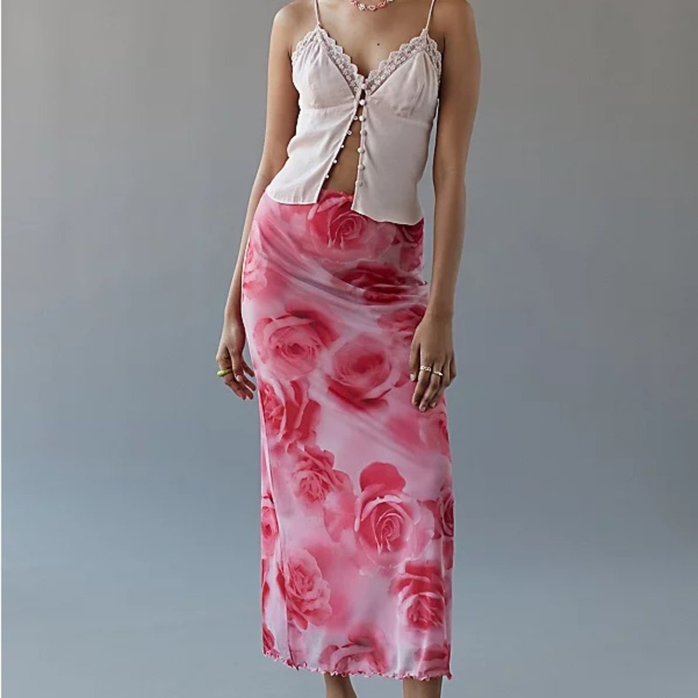 Urban Outfitters Pink Maxi Slip Skirt Resort Wear